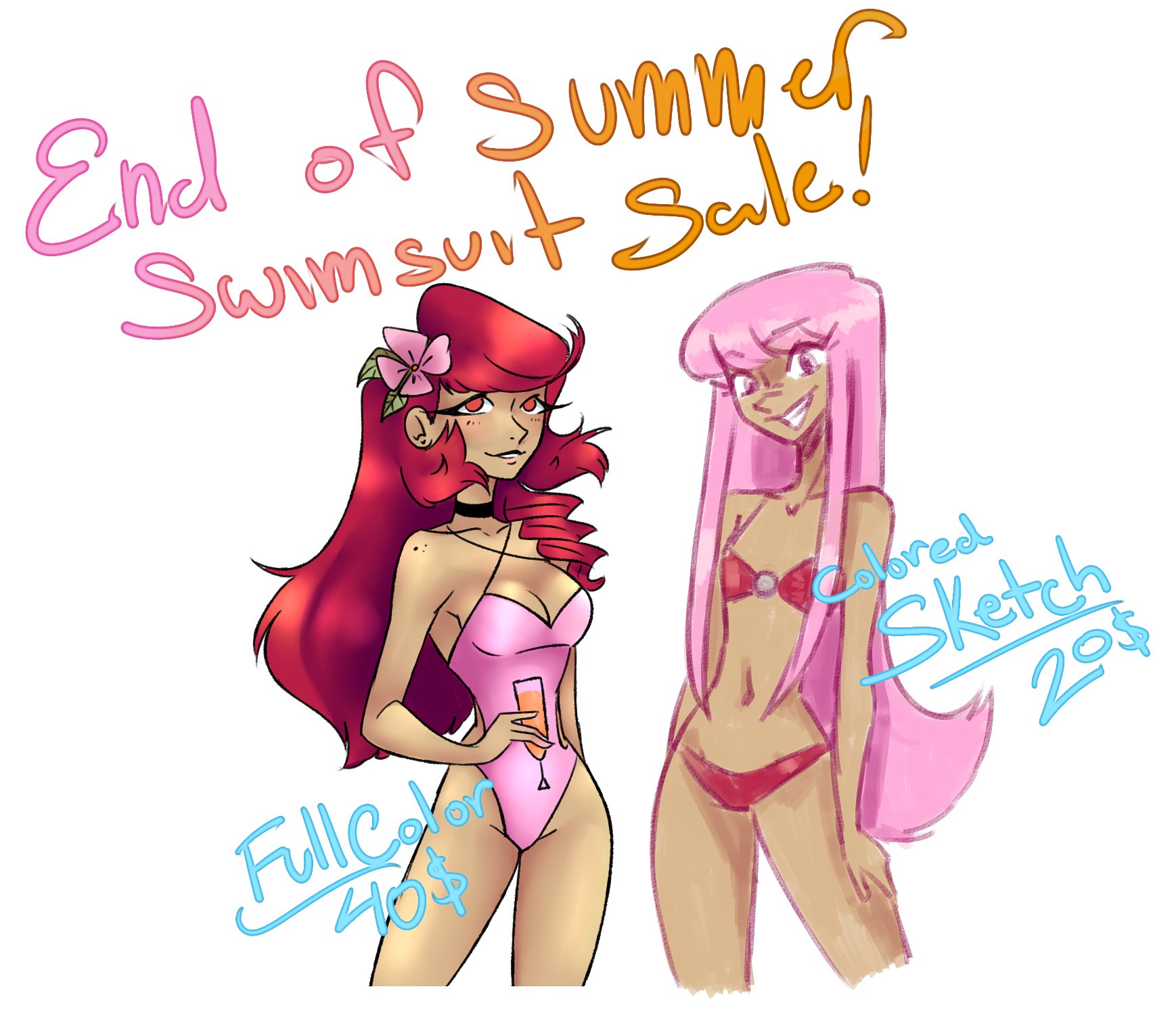 Old promo piece, but the only pic I have that shows a colored sketch for swimsuit comms