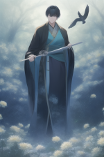handsome, xianxia, young man in teal and white ancient chinese robes, standing i s-1371556606.png
