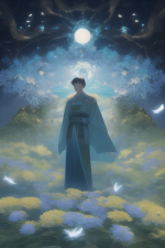 handsome, xianxia, young man in teal and white ancient chinese robes, standing i s-13321021.png