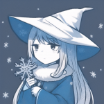 A snowflake wearing a witch hat s-1817580718.png