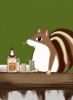 a drunk squirrel, drinking, alcohol, whiskey s-1849013314.png