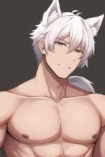 1man, {stubble}, white hair, wolf ears, wolf tail, no shirt, s-3484945471.png
