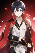 1boy, in the style of sword art online,red coat worn like a cape,{polo shirt,whi s-404036038.png