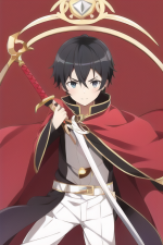 1boy, in the style of sword art online,red coat worn like a cape,{polo shirt,whi s-2647691374.png