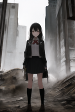 A post-apocalyptic girl in school uniform s-1166769723.png