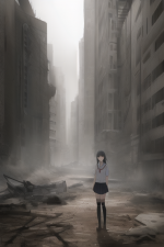 A post-apocalyptic girl in school uniform s-3065021355.png