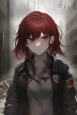 A post-apocalyptic girl in school uniform,red hair,{ torn clothes}, s-4155131103.png